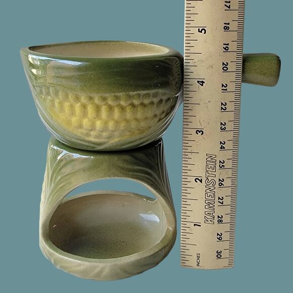 Vintage 1950s Shawnee Pottery "Corn King" Butter Warmer Set - Picture 6 of 6